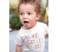 Short Sleeve "Paradise" T-Shirt for Babies ecru