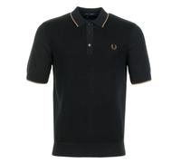 Short Sleeve Pique Stitch Knitted Polo Shirt Black, Medium