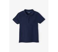 Short Sleeve Polo Shirt, Embroidery on the Chest, for Boys blue medium solid with design