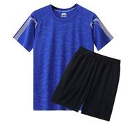 Short Sleeve Quick Dry Short Sleeve Card Holder for Men Outdoor Sports Summer Running Set Casual Two Piece Bathrobes Unisex Terry Cloth, blue, 3XL