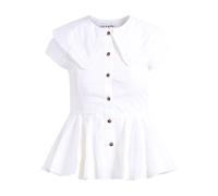 Short Sleeve Shirt - female - Ganni - Blouses - White - XS - Blouses & Shirts XS