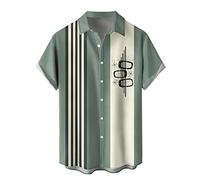 Short Sleeve Shirt Plaid Collar Dress Shirts Men's Lightweight Short Sleeve Button Down Shirt Vintage Shirts for Men Button Down Bowling Shirts 50s Rockabilly Short Sleeve JANUK40430HOT1492