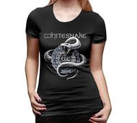 Short Sleeve Shirt Summer Basic Casual Tops Loose Whitesnake Women's T-Shirt Black L