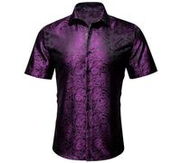 Short Sleeve Shirts for Men UK Casual Graphic Loose Fit Custom Party Shirt Summer Big and Tall Fashion Paisley Beach Holiday T-Shirt Purple