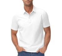 Short Sleeve Shirts for Men UK Polo T-Shirt Classic Fit Golf T-Shirts Lightweight Breathable Button Down Tshirts Summer Casual Sports Tshirts Solid Color Basic Tee Comfort Workwear White