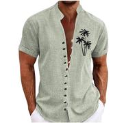 Short Sleeve Shirts Men Coconut Trees Pattern Printed - Summer Beach Shirts Tops Beach Cool Short Sleeve Shirts Tropical Holiday Hawaiian Shirts Button Up Shirt Casual Lapel Neck Shirts Green