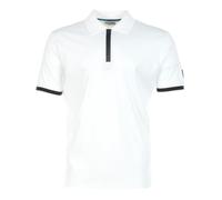 Short Sleeve Silicone Zip Polo Shirt White, Large