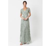 Short Sleeve Stripe Embellished Maxi Dress Maya Deluxe Mint 28