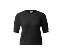 Short Sleeve Structured Pullover with Round Neck Women QS Regular Fit Noir S