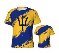 Short Sleeve T-Shirt Barbados Flag Shirts Classic Sport Tops Athletic Workwear T-Shirts for Football Training, Personalised L