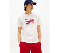 Short Sleeve T-Shirt with Flag Box Logo Ivory