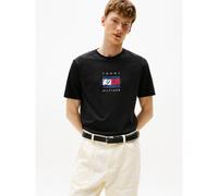 Short-Sleeve T-Shirt with Linear Flag Graphic Black