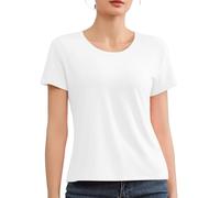Short Sleeve T Shirts for Women Basic Tees Cropped Tshirts Casual Summer Tops Crewneck Plain Petite Tops, White, M