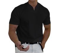 Short Sleeve T-Shirts Men - Business Shirts Short Sleeve Wrinkle-Free Urban Classics Tshirts Office Work T Shirt Casual Undershirt V Neck Solid Short Sleeve Tops for Long Lasting Comfort Black
