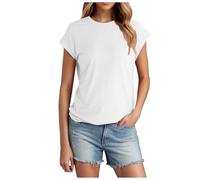 Short Sleeve T-Shirts Women Round Neck Top Women Summer Solid Color Casual Comfortable Soft Simple Chic Elegant Loose Classic Versatile Everyday Going Out Cheap Top