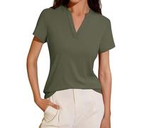 Short Sleeve T-Shirts Women V-Neck Top Women Summer Solid Color Loose Casual Classic Comfortable Versatile Simple Chic Top Elegant Everyday Work Tunic Cheap