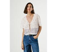 Short Sleeve Tie Blouse floral print