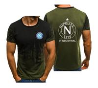 Short Sleeve Tshirt Men Crew Neck Tee SS.C Na.Poli, Short Sleeve Crewneck Tee, Comfort Breathable Gym Top, Workwear(Green,3XL)