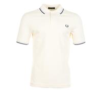 Short Sleeve Twin Tipped Polo Shirt Ecru / Dusk Blue / French Navy, Medium