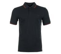 Short Sleeve Twin Tipped Polo Shirt Navy / Brandy / Rich Brown, Medium