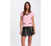 Short Sleeve V-Neck Jumper Pink