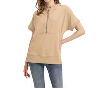 Short Sleeve Zip Up Teen Hoodies for Women Y2K Trendy with Hood Pullover Clothes Loose Fit with Designs Solid Color Casual Outfits Gothic Hooded Fashion Funny Workou Personalized Khaki
