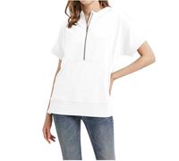 Short Sleeve Zip Up Teen Hoodies for Women Y2K Trendy with Hood Pullover Clothes Loose Fit with Designs Solid Color Casual Outfits Gothic Hooded Fashion Funny Workou Personalized White