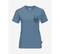 Short-sleeved blue women's Jack Wolfskin Discover Heart T-shirt. - S