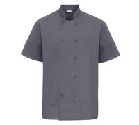 Short Sleeved Chefs Jacket Workwear Premier Dark Grey XS