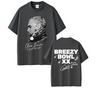 Short-Sleeved Large Size Round Neck Summer Sweatshirt Rap Chris Brown Printed Tops for Men and Women Men's Casual Short-Sleeved Women's Loose XS-3XL-Grey||x_l