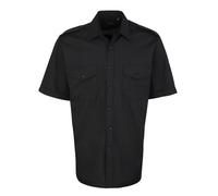 Premier Men's Short-Sleeved Pilot Shirt in Black | Size: 14.5 in Premier Black 14.5 in