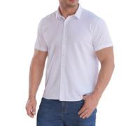 Short Sleeved Shirts for Men UK Clearance Summer Solid Color Casual Shirts Regular Fit Business Formal Shirt Lightweight Turn-Down Collar Tops Loose Button Down Dress Shirt Workwear S-6XL