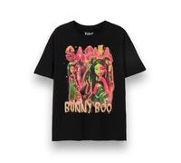 Bratz Sasha Womens T-Shirt | Y2K Bling Short Sleeve Graphic Tee in Black | Bunny Boo Classic Doll Chrome Relaxed Fit Apparel Top | Nostalgic Doll Character Merchandise Gift