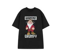 Disney Snow White Men's Black Short Sleeved T-Shirt | Grumpy Warning Graphic Tee | Classic Fairytale Character Design | Novelty Top Fans Merchandise for Men