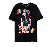 Emily in Paris Womens T-Shirt in Black | Floral Paris Chic Short-Sleeved Top for Adults | Short Sleeve Lightweight Oversized Graphic Tee | Romantic Netflix Merchandise Gift for Women