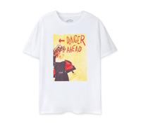 Grease Womens Short Sleeve T-Shirt | Adults Danger Ahead Sandy Fashion Graphic Tee | White Short-Sleeve Iconic Novelty Top | Classic Movie Film Merchandise Gift for Her