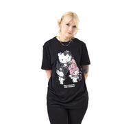 Hello Kitty & Friends Womens Black Short Sleeved T-Shirt | Rock Life Graphic Tee | Sanrio Character Apparel | Retro Style Top for Women & Girls