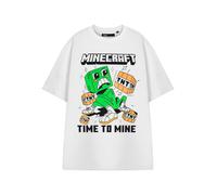 Minecraft TNT & Creeper Mens White Short Sleeve Graphic Tee | Time to Mine Gaming T-Shirt | Casual Wear Top | Classic Style Merchandise | Gaming Events Apparel - Small