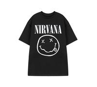 Nirvana Mens T-Shirt | Adults Short Sleeve Graphic Tee in Black | Classic Grunge Distressed Band Logo Print Apparel Top | Vintage Rock Band Merchandise Gift