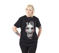 Vanilla Underground Saw Mens Black Short Sleeved T-Shirt | Horror Movie Graphic Tee | Jigsaw Puppet from Saw Crew Neck Cotton Top | Halloween Apparel | Movie Merchandise for Horror Fans