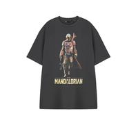 Star Wars Mens Grey Short Sleeved T-Shirt | The Mandalorian Graphic Tee | Classic Sci-Fi Apparel | Boba Fett Darth Vader Luke Skywalker Movie Merchandise Gift