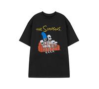 Vanilla Underground The Simpsons Mens Black Skeleton Couch Graphic Tee | Short Sleeve Cotton T-Shirt | Homer, Marge, Bart & Lisa Characters | Casual Wear | Animated TV Show Apparel
