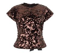 Short-sleeved top with sequins and bows - female - Ganni - Blouses - Brown - S - Blouses & Shirts S