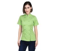 Short Sleeves Knotted Cloth Buttons Women Chef Coat Jacket Uniform ideal for food service, Caterers and Culinary professional (Medium, Green)