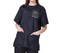 Short Sleeves Pet Smock with Zipper - Dog Grooming Work Clothes with 2 Pockets - Pet Shirt for Poodle Medium
