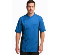 Short Sleeves side Mesh Vented Chef White Coat Jacket Uniform Unisex for Food Service, Caterers, Bakers and Culinary Professional (X-Small, Royal Blue)
