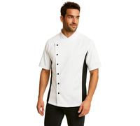 Short Sleeves side Mesh Vented Chef White Coat Jacket Uniform Unisex for Food Service, Caterers, Bakers and Culinary Professional (Medium, White)