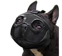 Short Snout Dog Muzzle Adjustable Bulldog Muzzle Breathable Mesh Biting Chewing Barking Training Dog mask For Small Medium Large Dogs,Black L