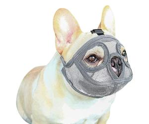 Short Snout Dog Muzzle Adjustable Mesh Bulldog Muzzle Breathable Dog Mouth Cover English French Bulldog Pekingese Shih Tzu Pug for Biting Barking Chewing Training Small Medium Large Dogs