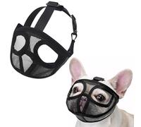 Short Snout Dog Muzzle for Bulldog, Adjustable Breathable Mesh Bulldog Muzzle with Full Pant Design to Prevent Eating Biting, Soft Mesh Dog Muzzle for Grooming Walking, Allow to Drink and Feed